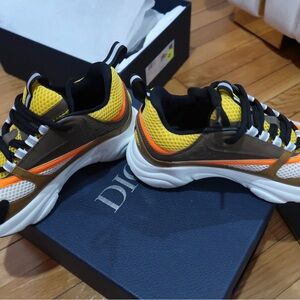 Dior Yellow Orange Black Mesh Runner Sneakers